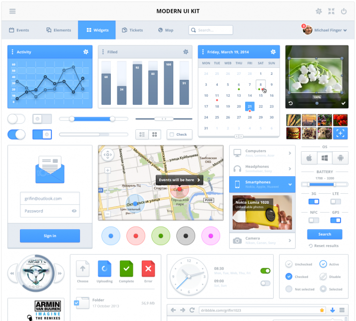 Modeon Ui Trident Design – Modern UI Kit from WebIconSet